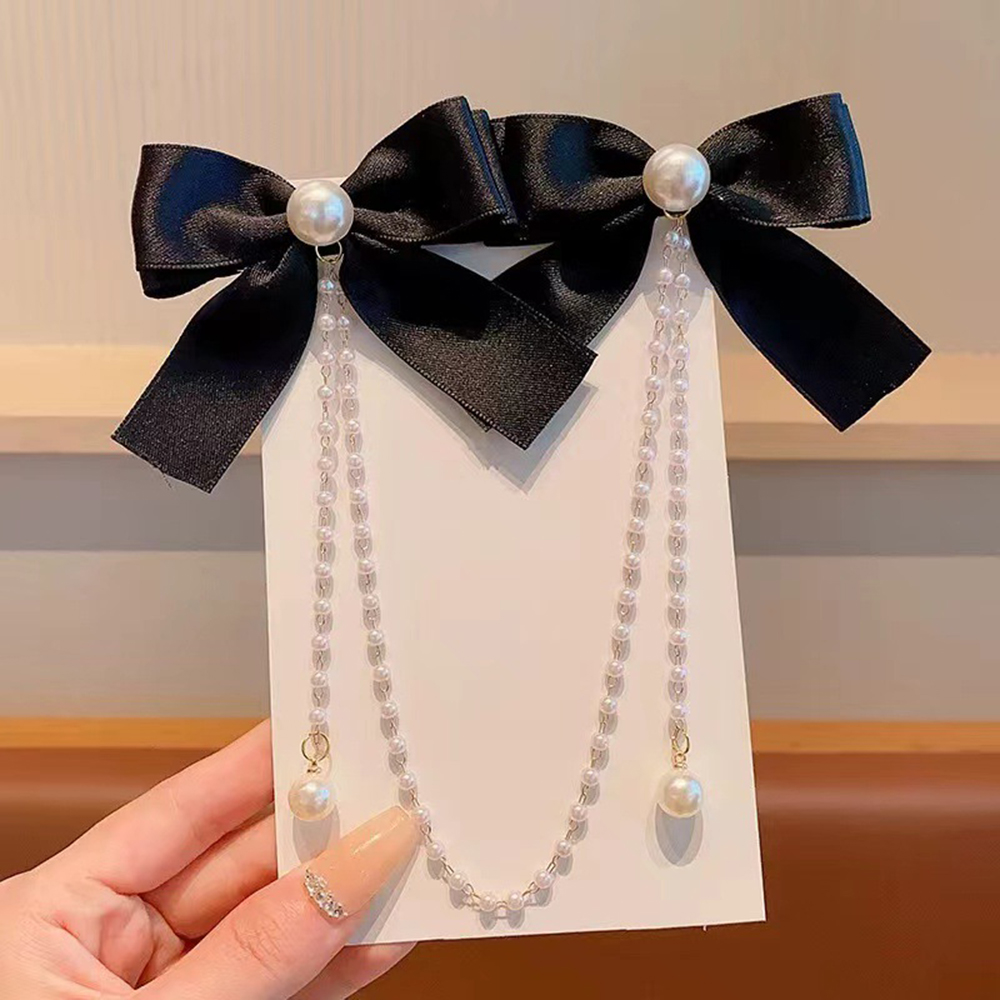 Children's Bow Hair Clip Baby  - Pearl Trim Chain 评论和价格