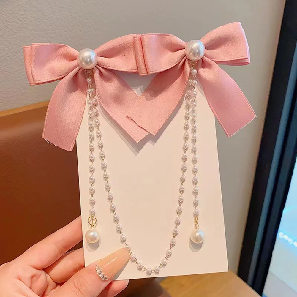 Children's Bow Hair Clip Baby  - Pearl Trim Chain 评论和价格