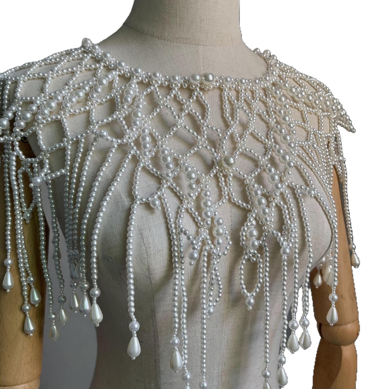 Handmade Pearl Layered Body Ch - Pearl Trim Chain 评论和价格