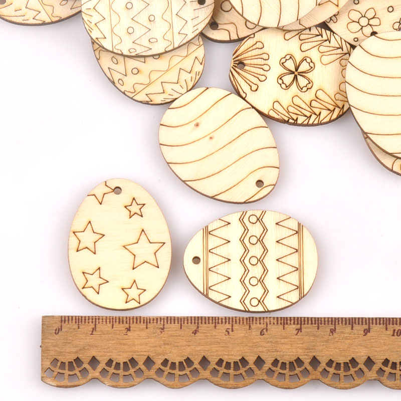 25Pcs Mixed Easter Egg Wood Cr - Embellishments For Scrapbooking 评论和价格