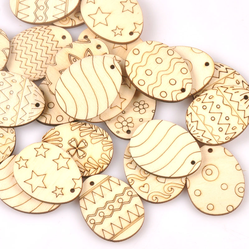 25Pcs Mixed Easter Egg Wood Cr - Embellishments For Scrapbooking 评论和价格