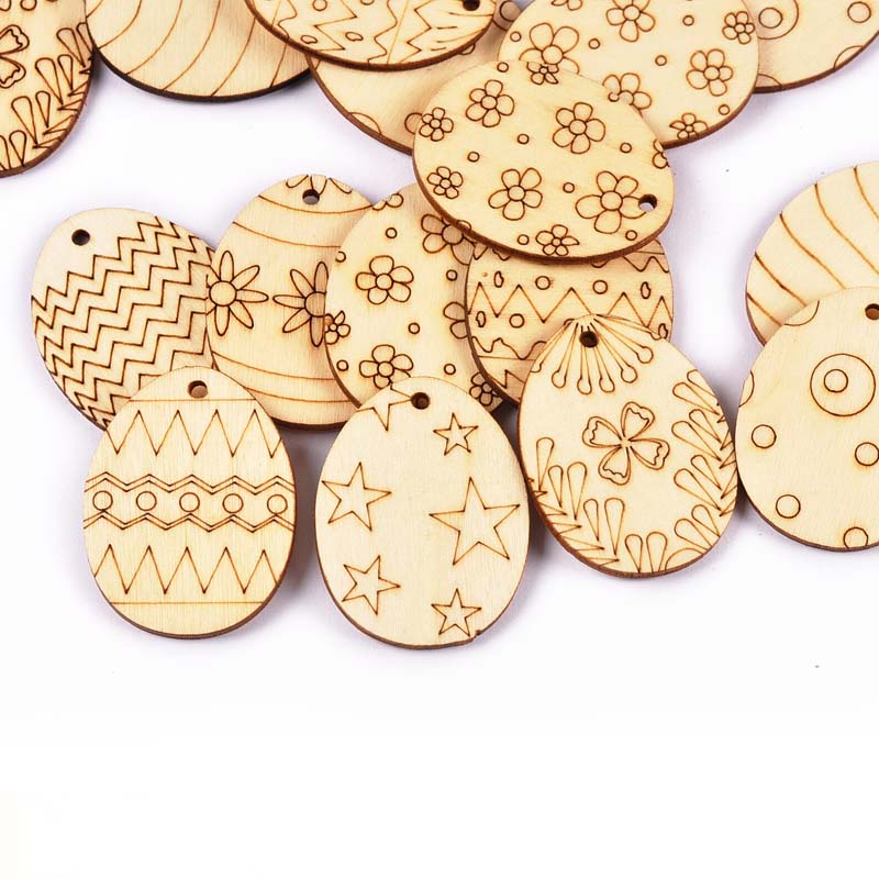 25Pcs Mixed Easter Egg Wood Cr - Embellishments For Scrapbooking 评论和价格