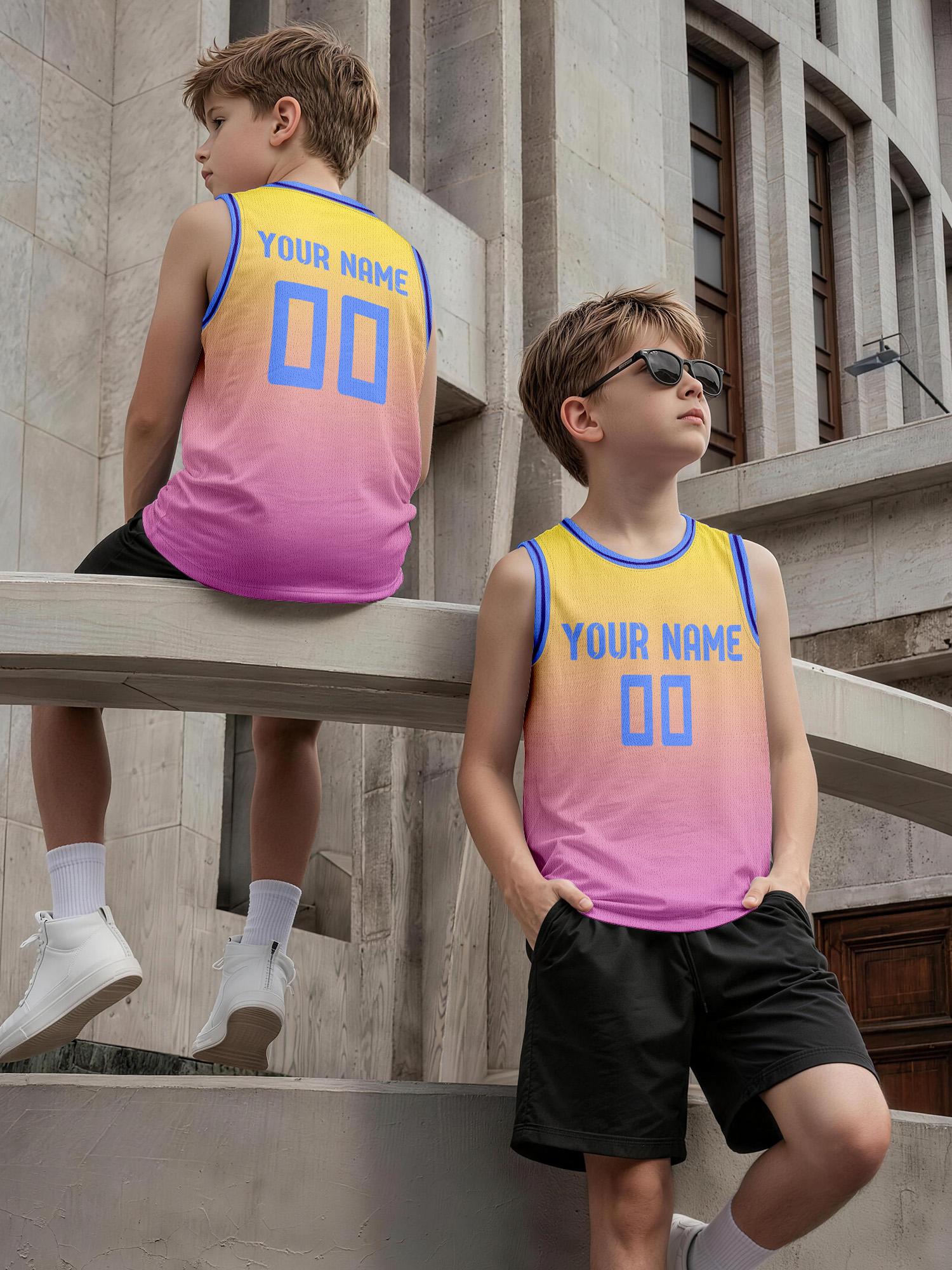 Yellow‑Pink Gradient Blue Trim - Embellish Knit 评论和价格