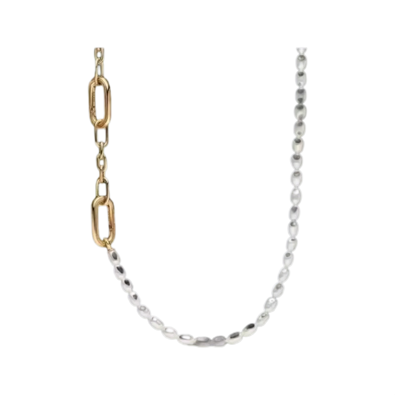 New S925 Silver Lock with Pear - Pearl Trim Chain 评论和价格
