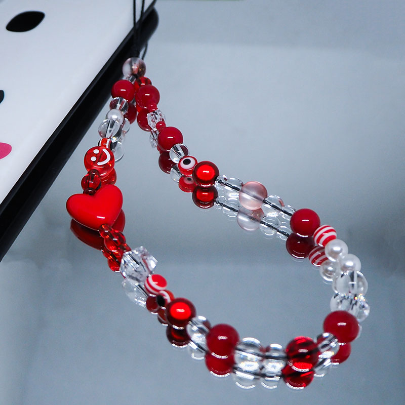 Red Clear Mobile Y2k Phone Cha - Pearl Trim Chain 评论和价格