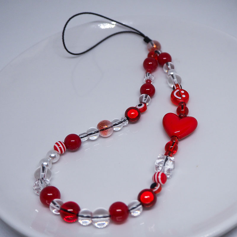 Red Clear Mobile Y2k Phone Cha - Pearl Trim Chain 评论和价格