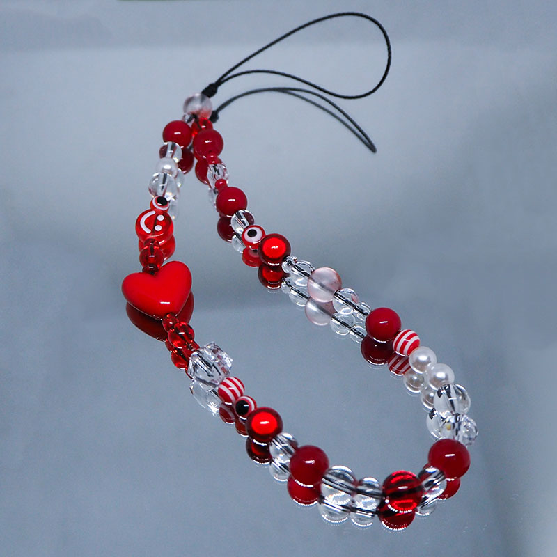 Red Clear Mobile Y2k Phone Cha - Pearl Trim Chain 评论和价格