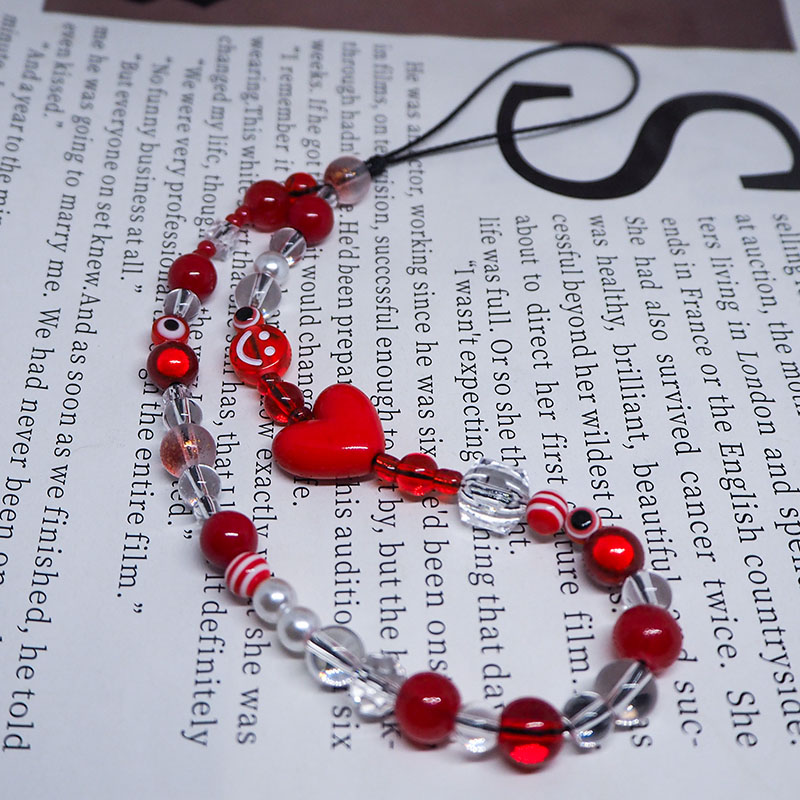 Red Clear Mobile Y2k Phone Cha - Pearl Trim Chain 评论和价格
