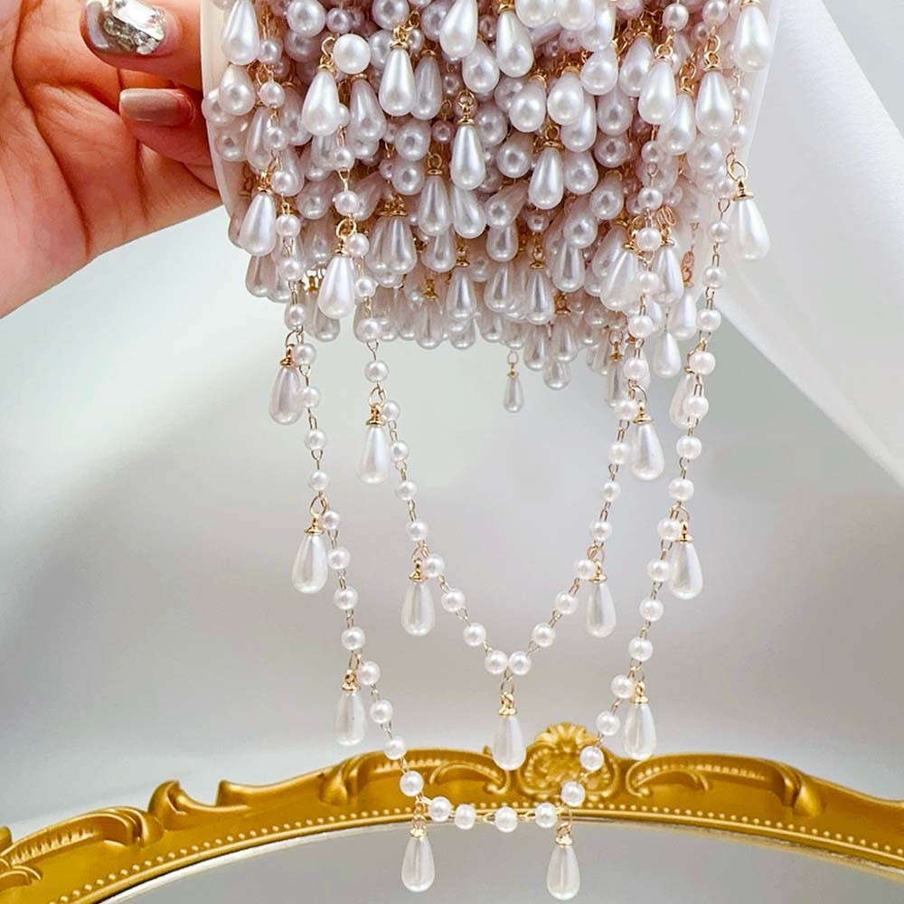 0.5M 1M Imitation Pearl Waterd - Pearl Trim Chain 评论和价格