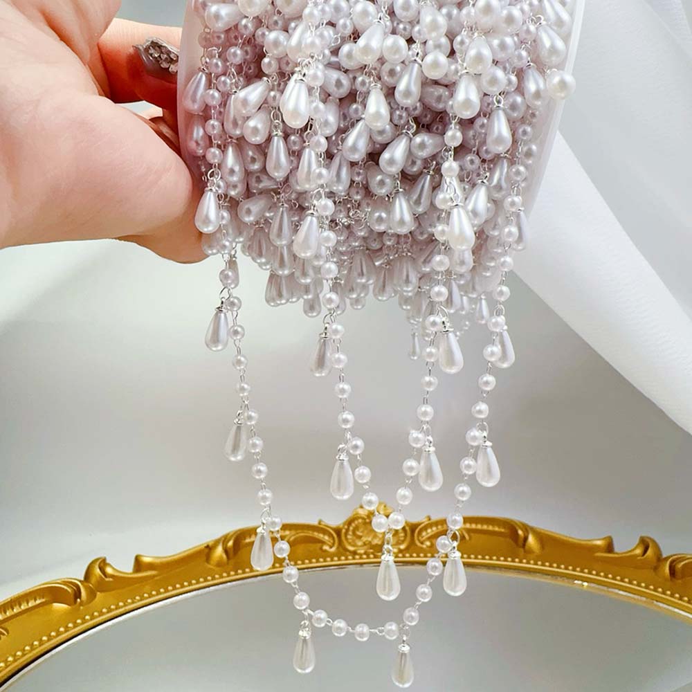 0.5M 1M Imitation Pearl Waterd - Pearl Trim Chain 评论和价格