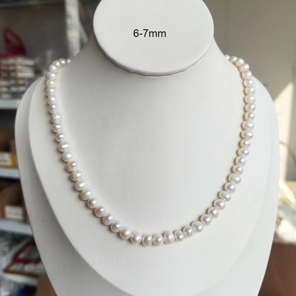Natural Pearl Necklace Akoya A - Pearl Trim Chain 评论和价格